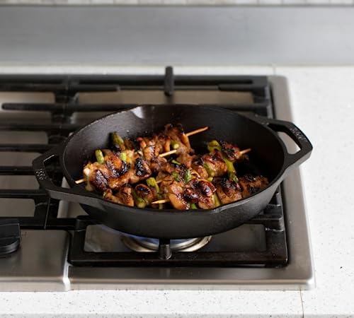 Lodge Pre-Seasoned Cast Iron Dual Handle Grill Pan, PFAS-Free, 12 Inches