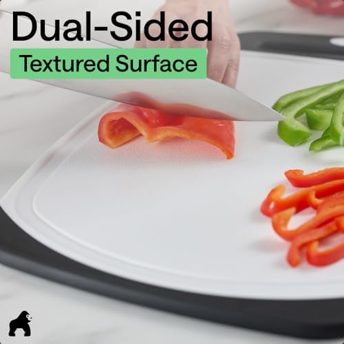 GORILLA GRIP BPA-Free Reversible Kitchen Cutting Board, Set of 3, Black