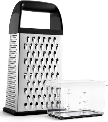 Cheese Grater With Container Box Grater Stainless Steel Kitchen Black