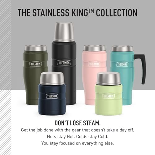THERMOS Stainless King Food Jar with Bowl, 24oz, Matte Pink