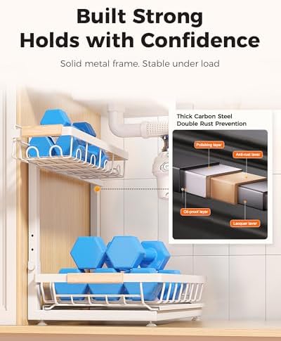 Sevenblue 2-Pack 2-Tier Height Adjustable Under Sink Organizer & Storage