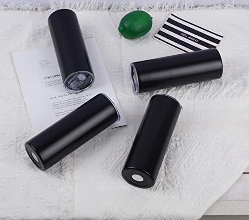 16 Pack 20 Oz Straight Skinny Tumblers,Individually Gift Boxed Stainless Steel Slim Skinny Tumbler Set Bulk, 20 Oz Insulated Slim Thin Travel Tumbler Cup for Diy, Black