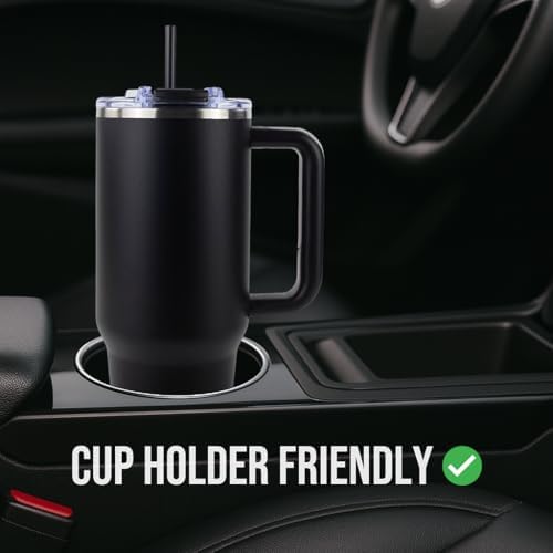 Hogg Big Swig 40oz Tumbler with Handle and Straw - Black, 40 oz Tumbler, Insulated Cup with Handle, 40oz Water Bottle with Straw, Thermal Cups, Leak Proof Lid, Travel Mugs, Stainless Steel