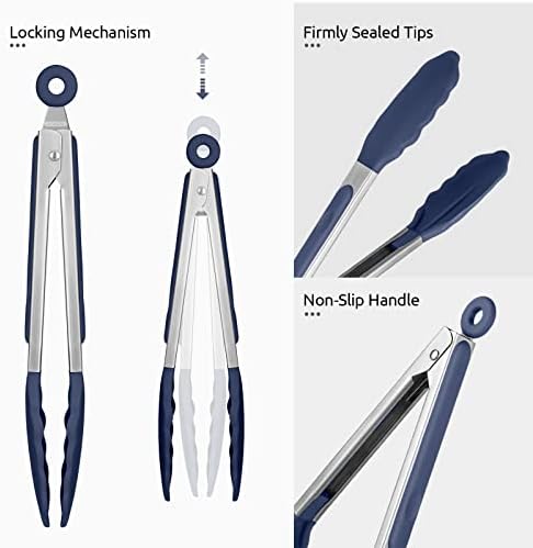U-Taste Kitchen Tong for Cooking, 480ºF Heat-Resistant, 9in/Midnight Blue