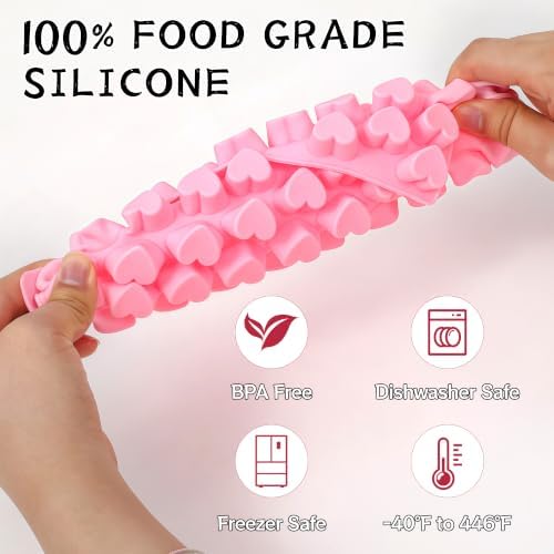 Heart Mini Silicone Gummy Molds with 1 Dropper, 2 Pack Candy Molds