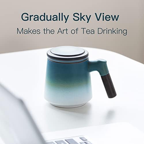 ZENS Tea Mug with Infuser and Lid for Loose Tea Diffusers, 12oz Blue