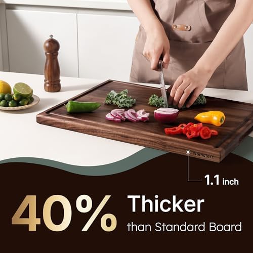 20'' Luxury Black Walnut Wood Large Wooden Cutting Boards for Kitchen