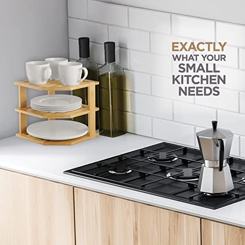 Bambüsi 3-Tier Corner Shelf, Kitchen Cabinet Organizer, Bamboo Storage Rack