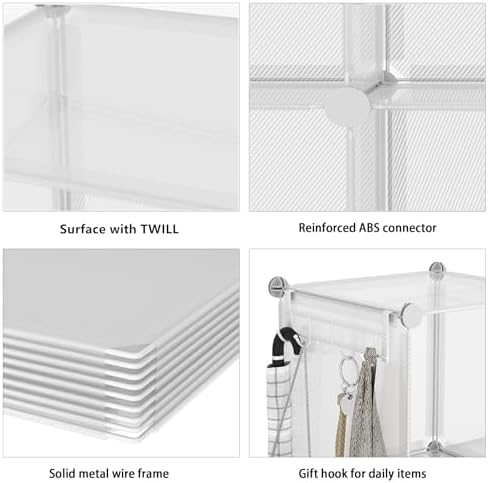 AWTATOS Closet Organizers, 12 Cube Storage Organizer, Transparent Twill
