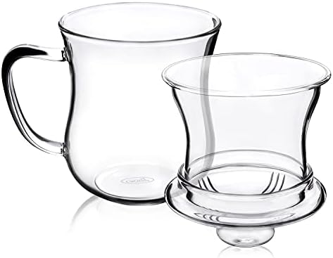 CNGLASS Glass Tea Cup with Removable Infuser and Lid,10oz Thickened Glass Infuser Mug,Borosilicate Glass Mug for Loose Leaf Tea,Teabags