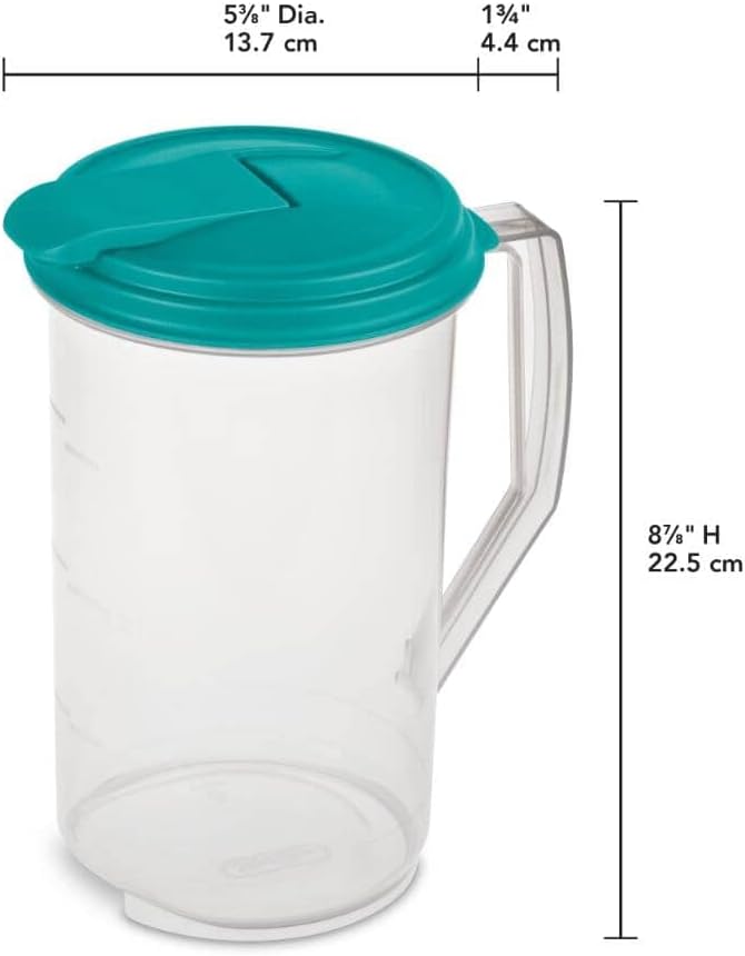 STERILITE 04860906 Beverage Pitcher, Round, BPA-Free Plastic, 2-Qts. - Quantity 1