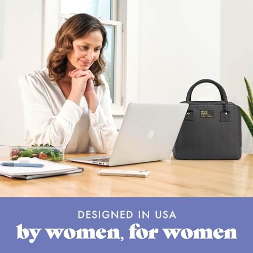 Fit & Fresh Bloomington Lunch Bag for Women - Insulated Large Lunch Box for Work with Containers, Leak-Resistant, Stain-Resistant, Zipper Closure, Black