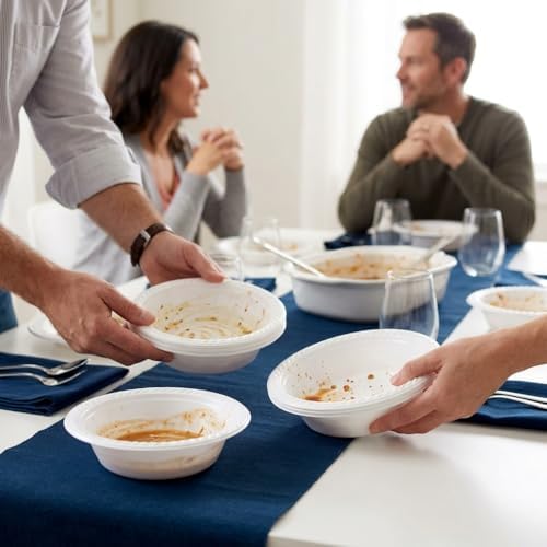 Disposable Plastic Bowls 18 oz, Heavy Duty White, 200 Count