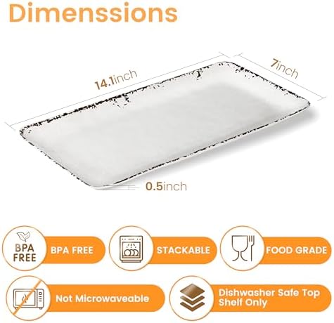 Farmhouse Rustic 14" x 7" White Serving platter/Tray, Set of 4