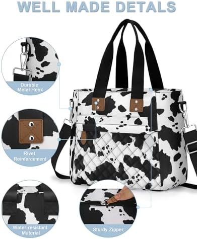 Capolo Lunch Bag for Women,Large Insulated Lunchbox Tote Reusable,L-Cow