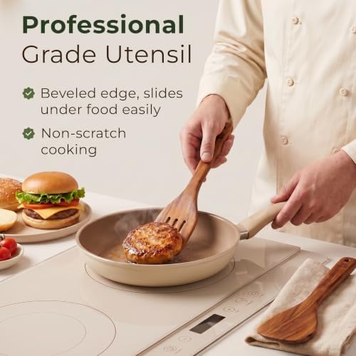 Wooden Spatula for Cooking, 2pcs Acacia Wood Utensils Set for Nonstick Pans