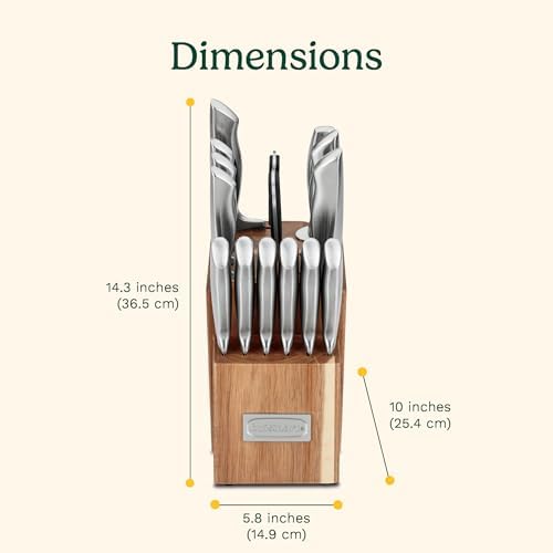 Cuisinart 15pc German Stainless Steel Hollow Handle Cutlery Block Set w/Acacia Block