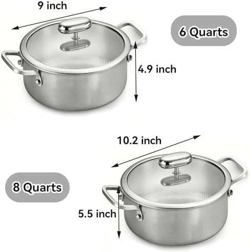 Titanium Soup Pot, Pure Titanium Hammered Stock Pot, Soup Pot for Pasta, Heavy Duty Induction Cooking Pot, Even Heating, Nonstick Thick Bottom Big Stockpot, Dishwasher Safe,6 Quarts