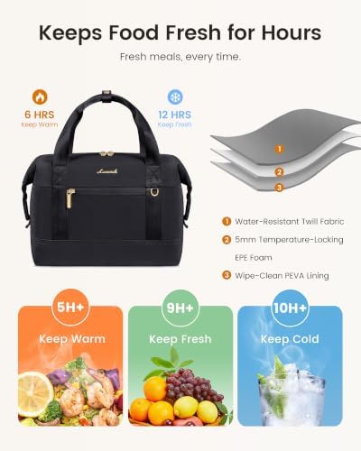 LOVEVOOK Insulated Lunch Box for Women Men, Expandable Leakproof Tote
