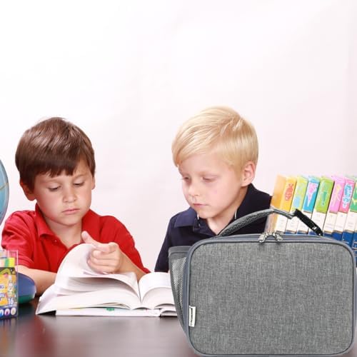 GYEUKHAM Insulated Lunch Box for School, Thermal Reusable Durable Freezable Lunch Bags for Kids Boys Girls Men Women - Small Soft Cooler Portable Lunch Tote Kit for Work Picnic Travel,Grey