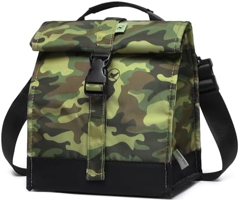 SUNNY BIRD Insulated Lunch Bag Rolltop Lunch Box Tote Bag for Women, Men, Adults and Teens (Camouflage)