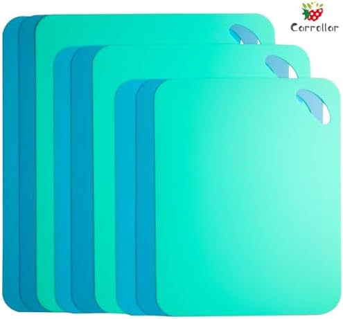 Plastic Flexible Cutting Mats for Kitchen, 6pcs Color Coded Chopping Board Set, Cutting Board Sheet for Kitchen Cooking, Dishwasher Safe,Multi-Size Cutting Board mats(11.5x9"&14.6x11.6")