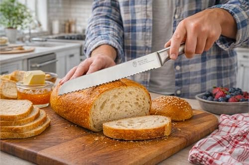 15-Piece Kitchen Knife Block Set, High-Carbon Stainless Steel Knives, Self-Sharpening Wooden Block, Premium Cutlery Set with Ergonomic Handle (Wooden, 15-pcs)
