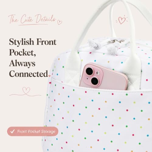 LOVELYWIND Lunch Box for Women, Insulated Lunch Bag, Colorful Polka Dot