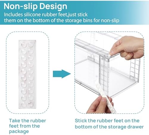 Vtopmart 4 Pack Stackable Clear Pantry Storage Drawers, Large