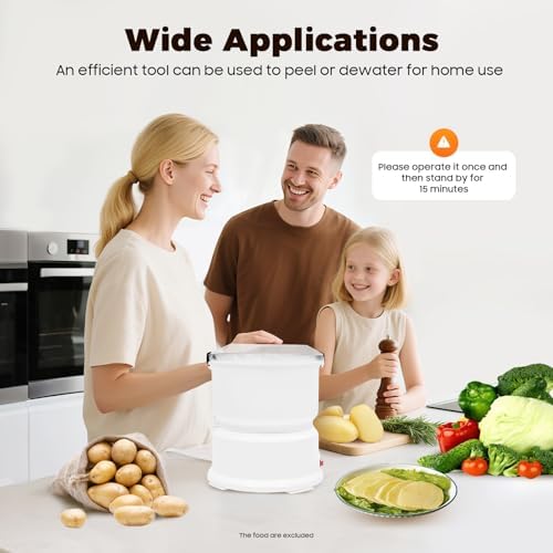 Electric Potato Peeler 85W One-button Automatic Potato Peelers 2.2Lbs Capacity 2-minute Peeling Rotating Fruit Vegetable Peeler with Visible Cover for Kitchen Restaurants (2.2Lbs Capacity)
