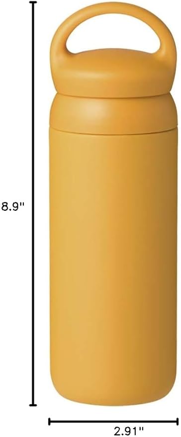 KINTO 21093 Day-off Tumbler, 16.9 fl oz (500 ml), Mustard, Double Wall Vacuum Construction, Hot and Cold Insulation, Water Bottle