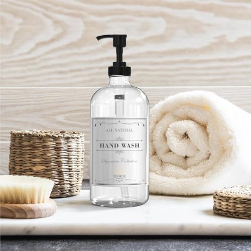 Sunrise Premium Clear Glass Soap Dispenser with Pump, 4 Pack