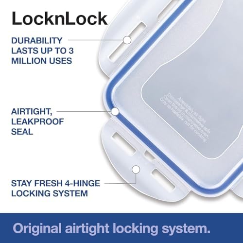 LOCK & LOCK Easy Essentials Food Storage lids/Airtight containers, BPA Free, 54 Ounce, Clear