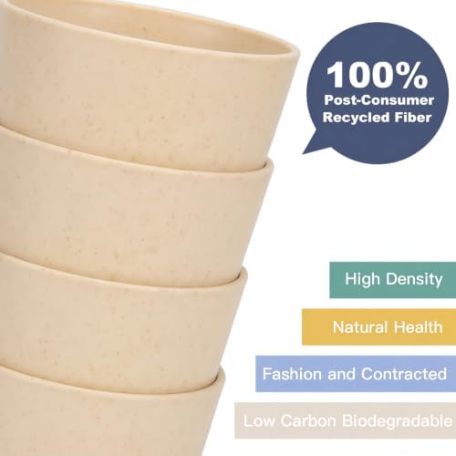 Wrova Wheat Straw Cups 6 PCS Good Alternative to Plastic Reusable Cups 12 oz Unbreakable Drinking Cup Reusable Dishwasher Safe Water Plastic Glasses Beige