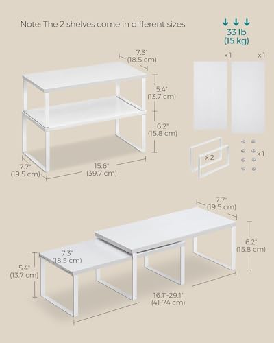 SONGMICS Cabinet Organizer Shelf, Set of 2 Spice Rack, Kitchen Storage