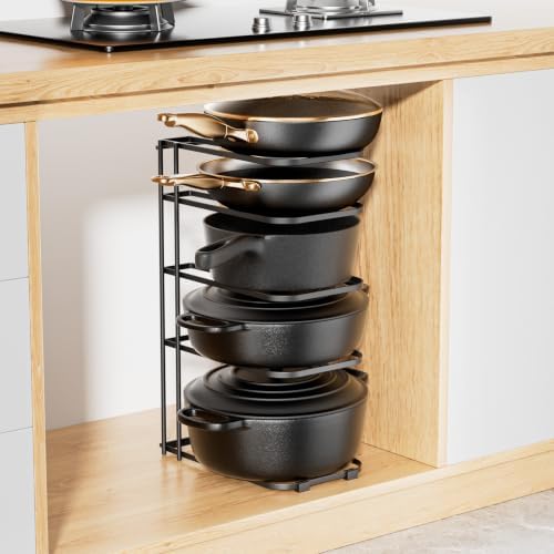 ORDORA 5-Tier Pot and Pan Organizer 16.6", No Assembly Cookware Rack 1-Pack