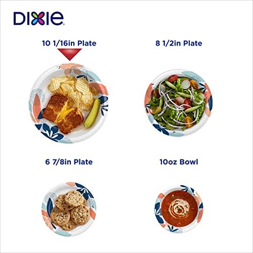 Dixie Paper Plates, Large 10 Inch | 2X Stronger | Microwave-Safe | Soak-Proof | 86 Count, Pack of 3