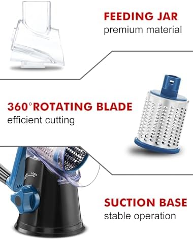 GDL Cheese Grater Hand Crank, Rotary Cheese shredder, Vegetable Slicer