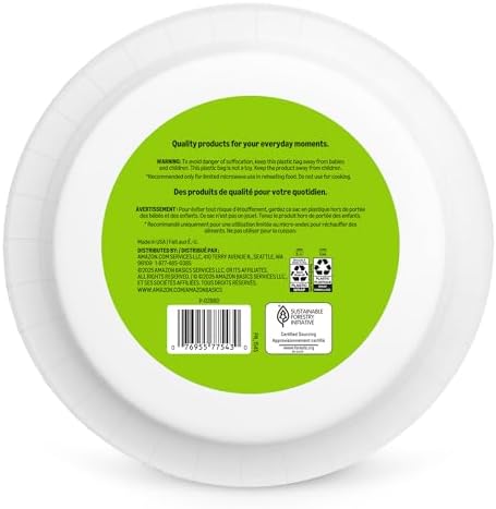 Amazon Basics Everyday Paper Plates, 10 Inch, Disposable, 150 Count, Packaging May Vary