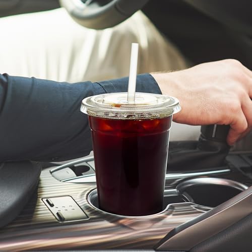 Turbo Bee 200 Sets 24 OZ Clear Plastic Cups with Lids and Straws, Disposable To Go Iced coffee cups with lids for Cold Drinks, Smoothie, and Slushie