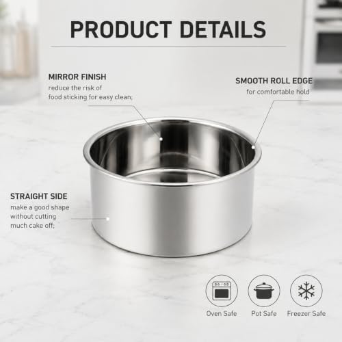 TeamFar 4 Inch Cake Pan, 12 Pcs Stainless Steel Round Baking Cake Pans Set