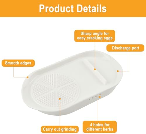 Ceramic Garlic Grater Plate with Egg Cracker, Herb Stripper, Spoon Rest