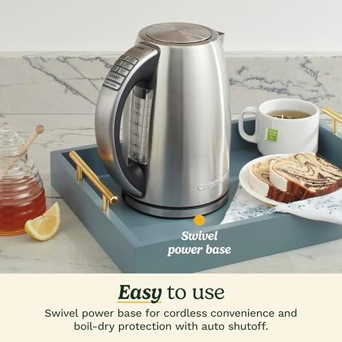 Cuisinart Electric Kettle, 1500W Fast Heating, 6 Temp Presets, 1.7L