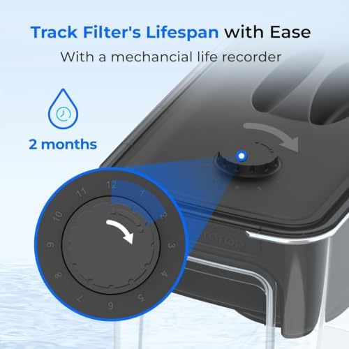 Waterdrop WFD-40L-L Water Filter Dispenser with 3 Filters, 35-Cup Large Capacity, 200-Gallon Long-Life, Faster Filtration, Reduces Chlorine, PFOA/PFOS and More, BPA Free, Black