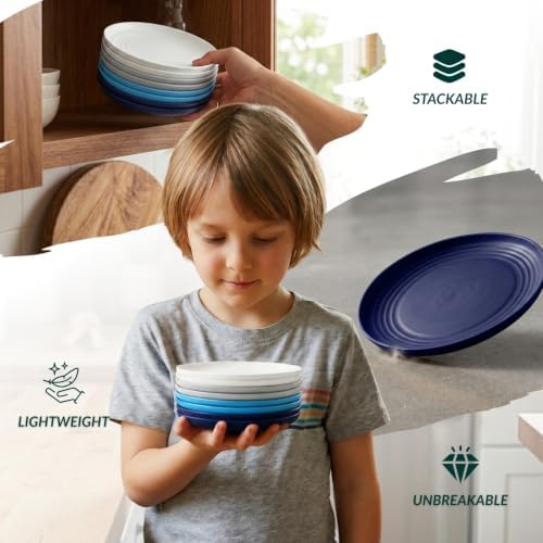 Homienly Wheat Straw Mini Plates | For Dessert, Appetizer, Breakfast & Snacks | Long-lasting Plastic Plates & Salad Plates Collection -8-Pack Small Plate Set -Island Series