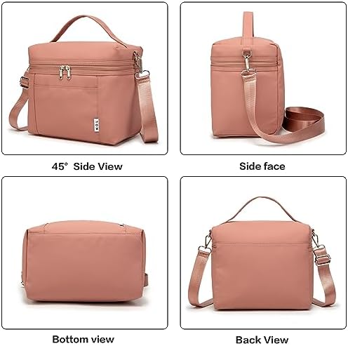 NOL 8L Insulated Lunch Bag for Women, Dark Pink, Medium(normal))