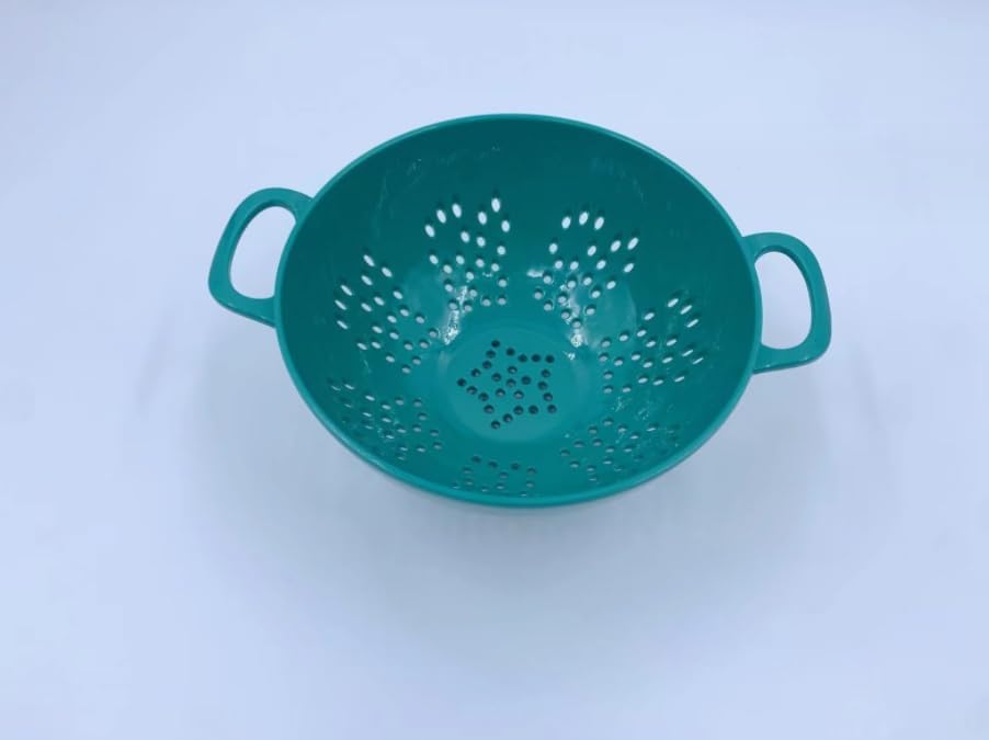 Heavy Duty 6 Inch Mini Food Colander, Dishwasher Safe with Double Handles for Fruit Vegetable BPA Free (Dark Green)