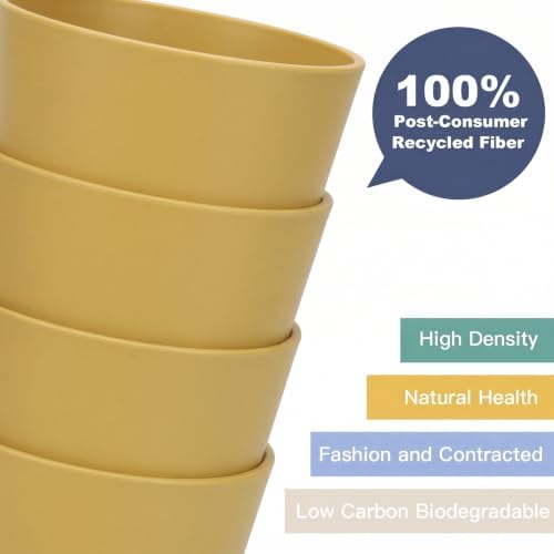 Wrova Wheat Straw Cups 6 PCS Good Alternative to Plastic Reusable Cups 12 oz Unbreakable Drinking Cup Reusable Dishwasher Safe Water Plastic Glasses Yellow