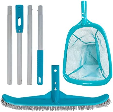 U.S. Pool Supply Pool Maintenance Kit with Leaf Skimmer Net, Brush and Pole