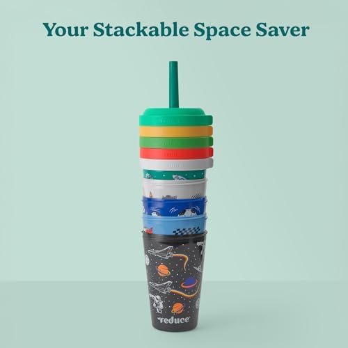 REDUCE GoGo's Kids 5-Pack 12oz Tumbler Cups with Lids & Spill-Proof Straws